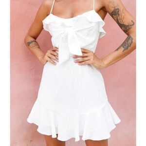 Selfie Leslie White Ruffle Mini Dress